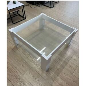 Homy Mesa de Centro Blanca con Doble Estante de Cristal - Mesa de Centro Homy Mesa de Centro Blanca con Doble Estante de Cristal - Mesa de Centro