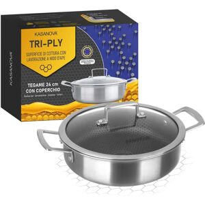 Kasanova 24cm Frying Pan with Lid - Tri-ply Cooking Line Kasanova 24cm Frying Pan with Lid - Tri-ply Cooking Line
