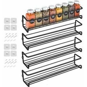 ODIPIE - 4-Piece Metal Wall Spice Rack - Black ODIPIE - 4-Piece Metal Wall Spice Rack - Black