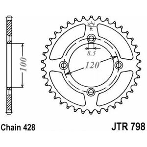 JT Crown - 48T-428 - Ø100 - Silver - Sprocket JT Crown - 48T-428 - Ø100 - Silver - Sprocket