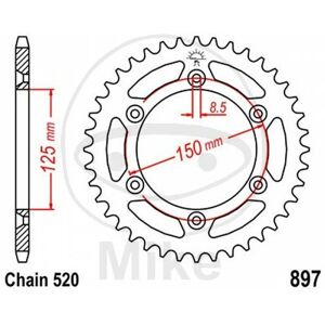 Jt Crown Z52 520 Black D.Int. 125 727.06.06 - Sprocket Jt Crown Z52 520 Black D.Int. 125 727.06.06 - Sprocket