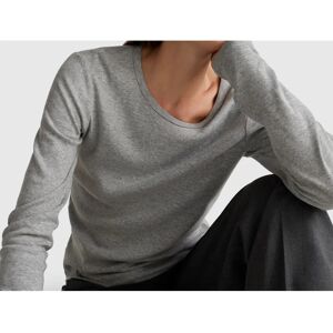 Benetton M Ljusgrå Långärmad Bomull T-shirt - T-shirt Benetton M Ljusgrå Långärmad Bomull T-shirt - T-shirt