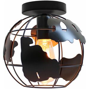 AXHUP Lámpara de Techo Industrial Negra - Lámpara de Techo con jaula de metal Ø20cm - Soporte E27 - Fácil de Instalar AXHUP Lámpara de Techo Industrial Negra - Lámpara de Techo con jaula de metal Ø20cm - Soporte E27 - Fácil de Instalar