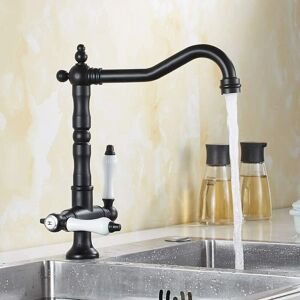 Ccykxa - Vintage - Black Matte - 2 Handles - Kitchen Faucet Ccykxa - Vintage - Black Matte - 2 Handles - Kitchen Faucet