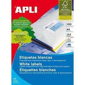 Apli 1277 White Labels - 100 Sheets A4 - Permanent Adhesive Apli 1277 White Labels - 100 Sheets A4 - Permanent Adhesive