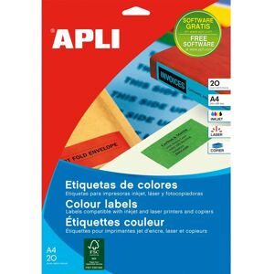 Apli Yellow A4 Self-Adhesive Printer Labels - Rectangular - 20 Sheets Apli Yellow A4 Self-Adhesive Printer Labels - Rectangular - 20 Sheets