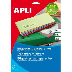 Apli Transparent Paper Labels - 10 Sheets - 63.5x38.1mm - Labels Apli Transparent Paper Labels - 10 Sheets - 63.5x38.1mm - Labels