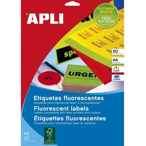 APLI Fluorescent Orange Labels A4 100 Sheets APLI Fluorescent Orange Labels A4 100 Sheets