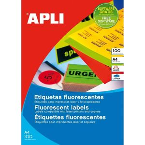 APLI Fluorescent Green Labels - 64 X 33.9 mm - 100 Sheets APLI Fluorescent Green Labels - 64 X 33.9 mm - 100 Sheets