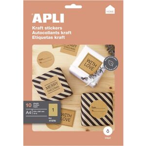 APLI Brown Kraft Paper Labels - Oval, A4, Pack of 10 APLI Brown Kraft Paper Labels - Oval, A4, Pack of 10