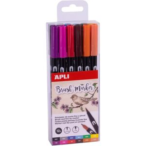 Apli Double-ended Brush Marker Set - 12 Pastel Colors - Marker Apli Double-ended Brush Marker Set - 12 Pastel Colors - Marker