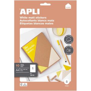 Etiquettes Apli 18110 Blanches Mate pour Imprimantes Inkjet - 210x297mm - 10 Feuilles Etiquettes Apli 18110 Blanches Mate pour Imprimantes Inkjet - 210x297mm - 10 Feuilles