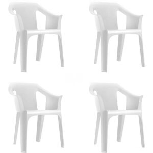 Conjunto de 4 Sillas de Jardín Garbar Blanco - Exterior, Resistente UV Conjunto de 4 Sillas de Jardín Garbar Blanco - Exterior, Resistente UV