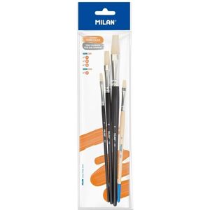 Milan Platte Penselen met Korte Steel Set - Verfborstels Milan Platte Penselen met Korte Steel Set - Verfborstels