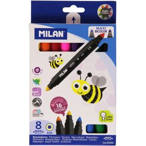 Boîte de 8 Marqueurs Bicolores Maxi Milan pour Enfants Boîte de 8 Marqueurs Bicolores Maxi Milan pour Enfants