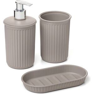 Ensemble de Salle de Bain Tatay Taupe - Plastique, 3 pcs - Publicité Ensemble de Salle de Bain Tatay Taupe - Plastique, 3 pcs - Publicité