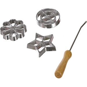 Ibili Rosette Mold Set - 27x7cm - Stainless Steel & Wood - For Donuts Ibili Rosette Mold Set - 27x7cm - Stainless Steel & Wood - For Donuts