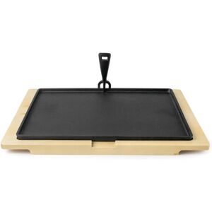 Ibili Gietijzeren plaat - 38x28 cm met houten voet Ibili Gietijzeren plaat - 38x28 cm met houten voet