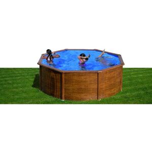 GRE Holzoptik Aufstellpool - 17450L - Rund, Stahl, UV-beständig GRE Holzoptik Aufstellpool - 17450L - Rund, Stahl, UV-beständig