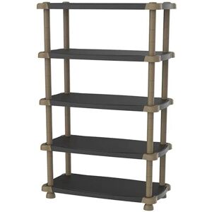 Étagère Plastiken 88 cm - 5 Plateaux Bicolores - Noir et Taupe - Publicité Étagère Plastiken 88 cm - 5 Plateaux Bicolores - Noir et Taupe - Publicité