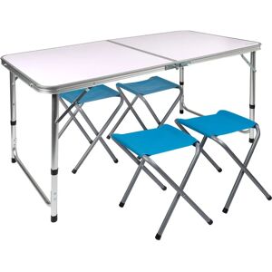 Aktive - Mesa Plegable Ajustable en Altura para Camping - Blanco Aktive - Mesa Plegable Ajustable en Altura para Camping - Blanco