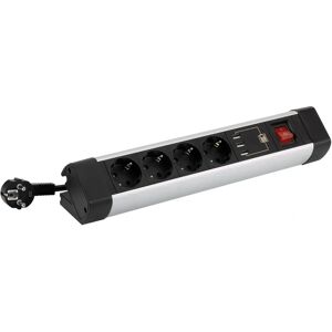 Simon Strömskena - 4 uttag, 3 USB, aluminium, monteringsstöd Simon Strömskena - 4 uttag, 3 USB, aluminium, monteringsstöd