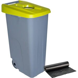 Conteneur de recyclage Denox 110L Jaune - Poubelle - Publicité Conteneur de recyclage Denox 110L Jaune - Poubelle - Publicité