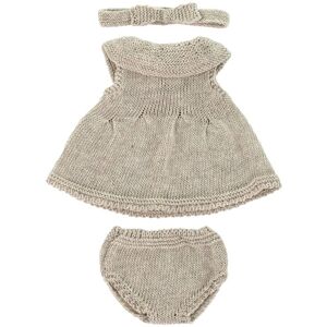 Miniland 32 cm gebreide poppenoutfit - Jurk & haarband Miniland 32 cm gebreide poppenoutfit - Jurk & haarband