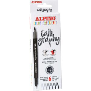 Alpino Filzstift-Set - Fein/Mittel Schwarz, Grau - Kalligrafie, 6 Stück Alpino Filzstift-Set - Fein/Mittel Schwarz, Grau - Kalligrafie, 6 Stück
