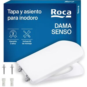 Asiento de inodoro blanco Roca Dama Senso - Bisagras estándar, 42.5x36cm Asiento de inodoro blanco Roca Dama Senso - Bisagras estándar, 42.5x36cm