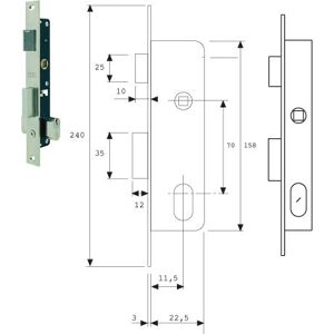 Cerradura metálica reversible Tesa 2220/12/nm - Cerradura de puerta Cerradura metálica reversible Tesa 2220/12/nm - Cerradura de puerta