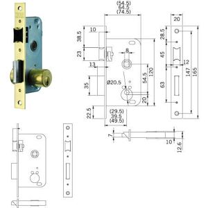 Cerradura Tesa 2000-hl/40 - Cerradura empotrada reversible para puertas de madera Cerradura Tesa 2000-hl/40 - Cerradura empotrada reversible para puertas de madera