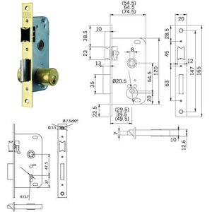 Cerradura de madera Tesa 2002-hl/40 reversible Cerradura de madera Tesa 2002-hl/40 reversible