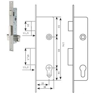 Serrure Tesa 2210/38/ssi Poignée coulissante renforcée - Verrou de porte - Publicité Serrure Tesa 2210/38/ssi Poignée coulissante renforcée - Verrou de porte - Publicité