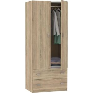 MUEBLES PITARCH Armoire de chambre style industriel avec 2 portes et 2 tiroirs en couleur chêne Cambrian - Wardrobe - Publicité MUEBLES PITARCH Armoire de chambre style industriel avec 2 portes et 2 tiroirs en couleur chêne Cambrian - Wardrobe - Publicité
