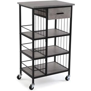 Carro de Cocina Versa - 3 Estantes MDF Gris 37x89,5x50cm Carro de Cocina Versa - 3 Estantes MDF Gris 37x89,5x50cm