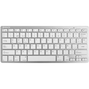 Clavier Bluetooth SilverHT 111938640199 - Argent Blanc - Sans Fil, Compact, Windows 10 - Publicité Clavier Bluetooth SilverHT 111938640199 - Argent Blanc - Sans Fil, Compact, Windows 10 - Publicité