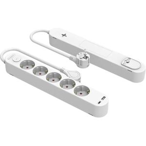 Multiprise Silver Electronics - 5 prises, 2 USB, câble 1,5m - Publicité Multiprise Silver Electronics - 5 prises, 2 USB, câble 1,5m - Publicité