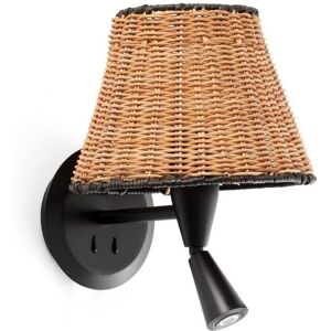 Faro Sumba Black Rattan Wall Lamp - Dimmable 3000K Faro Sumba Black Rattan Wall Lamp - Dimmable 3000K