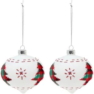 BigBuy Julkulor - 8cm Kristall Vit Set om 2 BigBuy Julkulor - 8cm Kristall Vit Set om 2