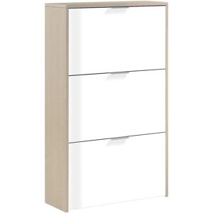 Altri Zapatero - Armario 3 Puertas, Capacidad 18 pares, Blanco y Roble Altri Zapatero - Armario 3 Puertas, Capacidad 18 pares, Blanco y Roble