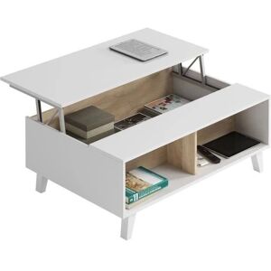 ALTRI Mesa de café de madera con tapa elevable - Estilo escandinavo ALTRI Mesa de café de madera con tapa elevable - Estilo escandinavo