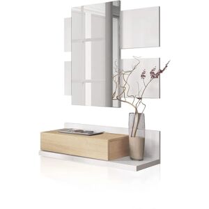 MOBIMARKET Tekkan Wandgemonteerde Ingangsspiegel & Lade - Modern MOBIMARKET Tekkan Wandgemonteerde Ingangsspiegel & Lade - Modern