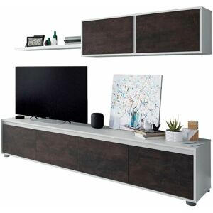 MOBIMARKET Unidad de TV Alida - Moderna, Blanco y Óxido MOBIMARKET Unidad de TV Alida - Moderna, Blanco y Óxido