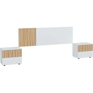 Fores - Conjunto de cama Ethna con cabecero reversible y mesitas - Tipo de cama Fores - Conjunto de cama Ethna con cabecero reversible y mesitas - Tipo de cama