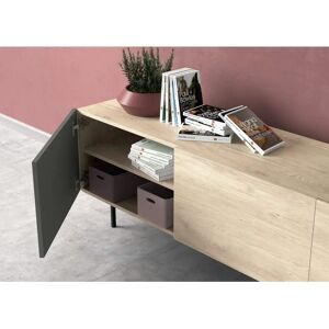 Herdasa Mueble TV de madera 3 puertas - Roble claro y grafito Herdasa Mueble TV de madera 3 puertas - Roble claro y grafito