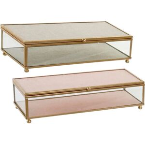 DKD Home Decor Scatola Gioielli Hygge - 2 pezzi, Cristallo, Rosa DKD Home Decor Scatola Gioielli Hygge - 2 pezzi, Cristallo, Rosa