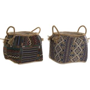 DKD Home Decor Cotton Natural Fibre Basket - 2 Units DKD Home Decor Cotton Natural Fibre Basket - 2 Units
