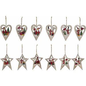 Adorno Navideño Corazón de Madera DKD Home Decor - 2 Piezas Adorno Navideño Corazón de Madera DKD Home Decor - 2 Piezas