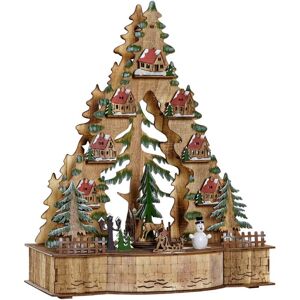 DKD Home Decor Green Natural Wood Tree Houses - Christmas Bauble DKD Home Decor Green Natural Wood Tree Houses - Christmas Bauble